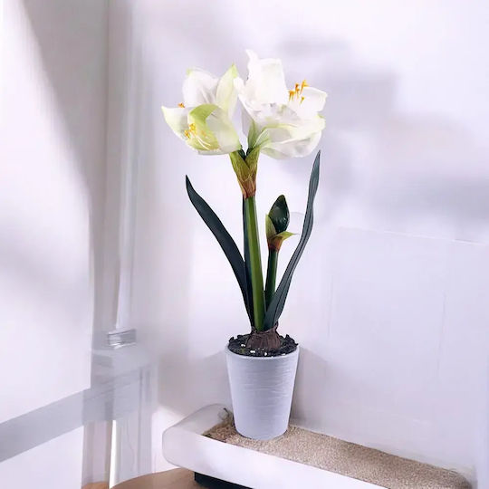 Изкуствено Цвете В Саксия Jup Amaryllis 1851840-a 9236-11 Бяла Керамична Саксия Бяло 48 См