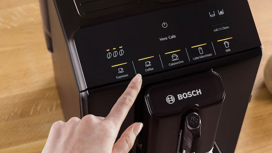 Bosch Αυτόματη Μηχανή Espresso 1300W Πίεσης 15bar με Μύλο Άλεσης Μαύρη TIE20119