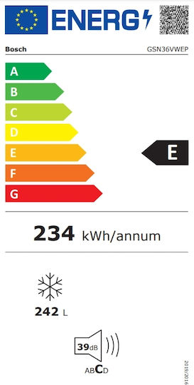 Bosch Όρθιος Καταψύκτης 242lt
