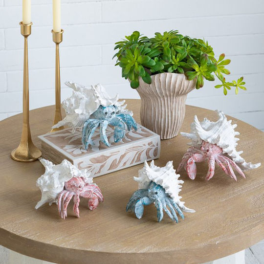 Artekko Animal Red Tabletop Decor Crab White Seashell Resin 23.5x23.5x17.8 Cm