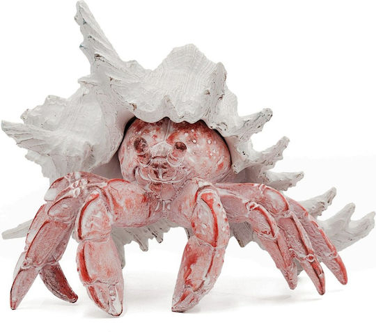 Artekko Animal Red Tabletop Decor Crab White Seashell Resin 23.5x23.5x17.8 Cm