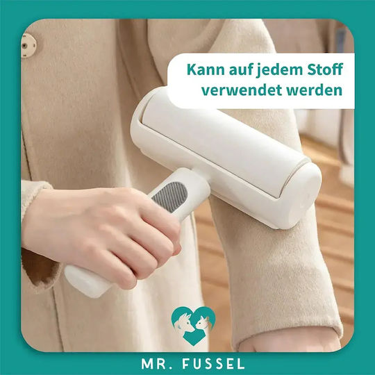 Четка За Премахване На Котешка Коса Mr Fussel 16040-35-b 16040 Dc 2 В 1 Четка Ролка 1 Смяна Ролка Бяла