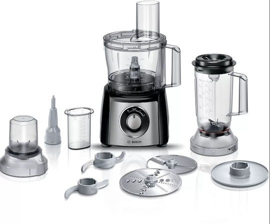 Bosch Multifunctional Food Processor 800W with Pot 2.3lt and Jug Blender Black