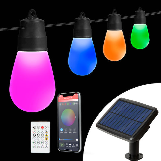 Смарт соларни светлини LED RGBIC 15 бр. 6.5 м Bluetooth