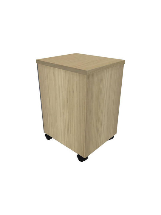 Lotus Office Storage Chipboard Drawer with Wheels, Lock & Drawers Φυσική-ανθρακί L40xW44xH61cm