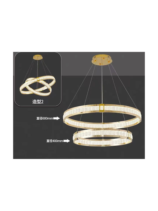 Alista Home Plafonieră de Tavan Aurie cu LED Integrat și Cristale și Telecomandă