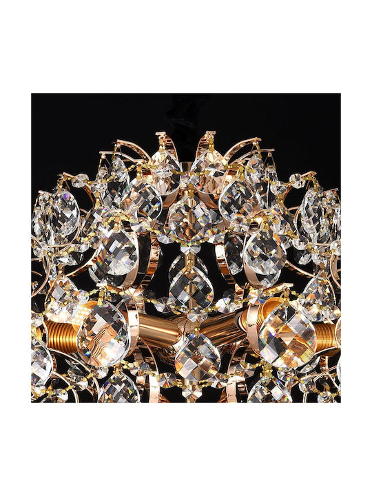 Alista Home Candelabru 5xE14 Ø40cm cu Cristale Auriu AT1CT-IM1P-HT2L-CC9259/5FGD