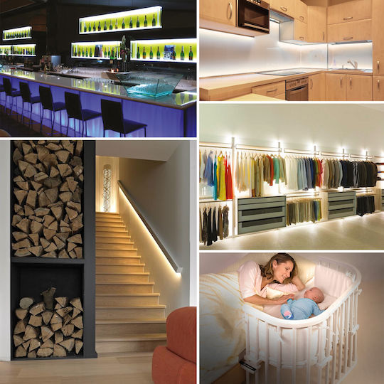 Alista Home Bandă LED Baterie Roșu Lumină 1m Tip SMD2835 cu Senzor de mișcare & Sursă de alimentare
