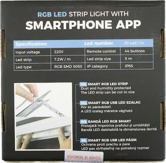 Alista Home Rezistent la apă Inteligent Bandă LED 12V RGB Lumină 5m Tip SMD5050 cu Telecomandă