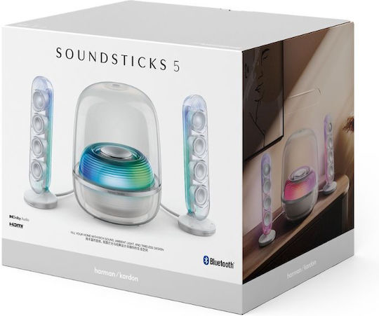 Harman Kardon Soundsticks 5 Ασύρματα Ηχεία Υπολογιστή 2.1 με Bluetooth Λευκά