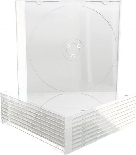 Cd Dvd Case Mediarange Slimcase 1 Disc 5.2mm Transparent Tray 10 Pack Mrbox32-t