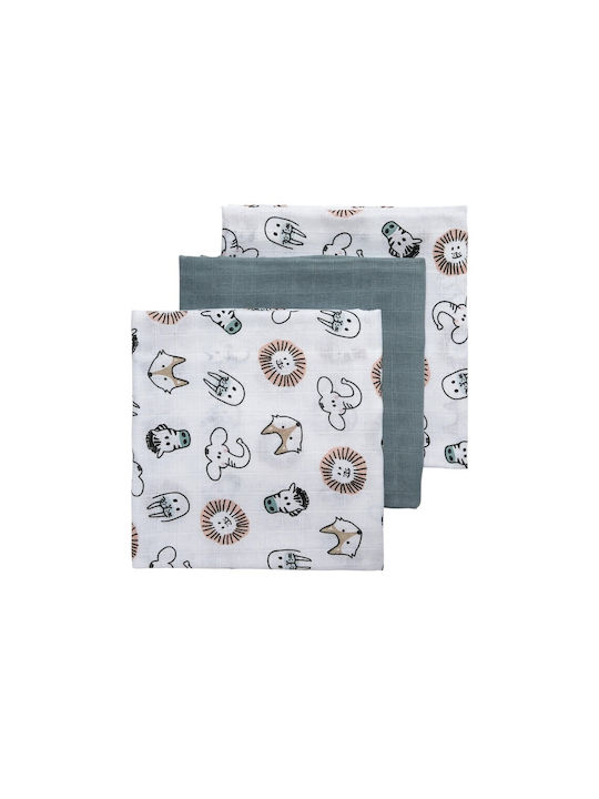 Meyco Animal/Uni Muslin Changing Pads Green 30x30cm. 3pcs