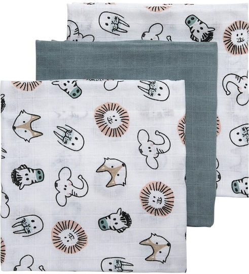 Meyco Animal/Uni Muslin Changing Pads Green 30x30cm. 3pcs