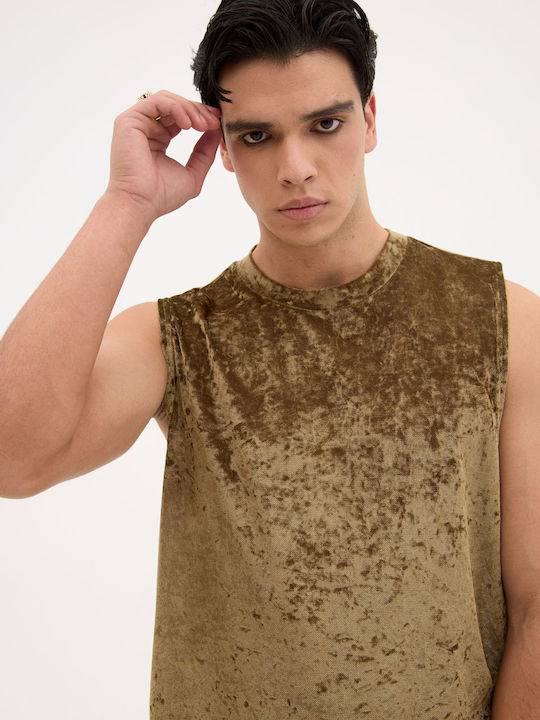 Women's Blouse Velvet Sleeveless Olive
