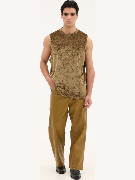 Women's Blouse Velvet Sleeveless Olive