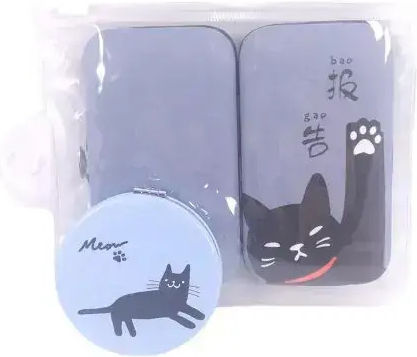 Комплект за Маникюр и Вежди в Калъф Огледало Jup Meow 193998-6 Еко Кожа Тъмно Лилав