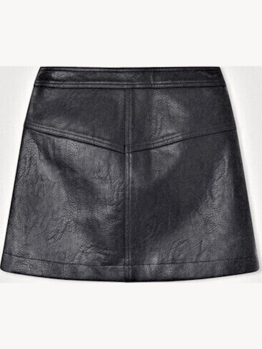 Kids' Leather Skirt Black
