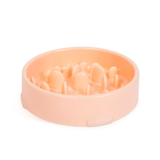 Alista Home Bol Plastic de Mâncare Hrănitor Lent pentru Câine și Pisică Roz