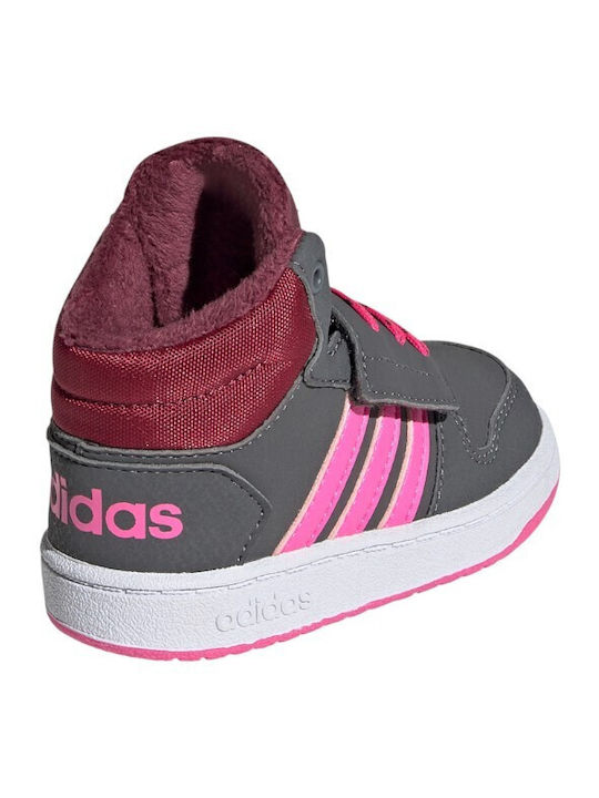 Hoops Hoops 2.0 Kids Sports Shoes Basketball with Hoop & Loop Closure Grey Five / Screaming Pink / Core Black