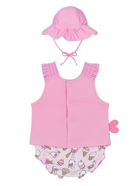 Mayoral Costum de baie pentru copii Set cu pălărie Roz