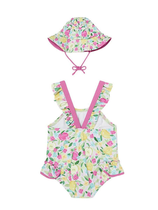 Mayoral Kids Swimwear One-Piece with Hat Pink