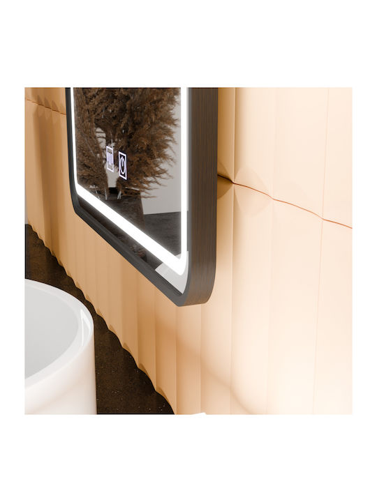 Alista Home Ορθογώνιος Καθρέπτης Μπάνιου Led Αφής 45x60cm Μαύρος