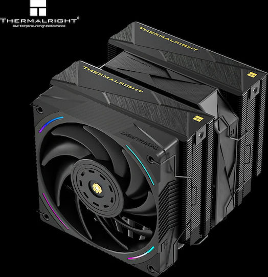 Thermalright Royal Pretor 130 Ultra Охладител за ЦПУ Двойен вентилатор за Socket /A/M/4/A/M/5/1/2/0/0/1/1/5/x/1/7/0/0/ с ARGB Осветление Черен