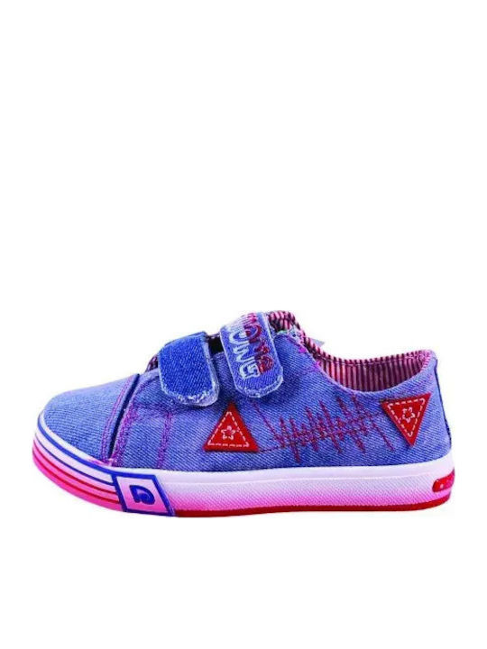 Kids Sneakers with Hoop & Loop Closure Light Blue