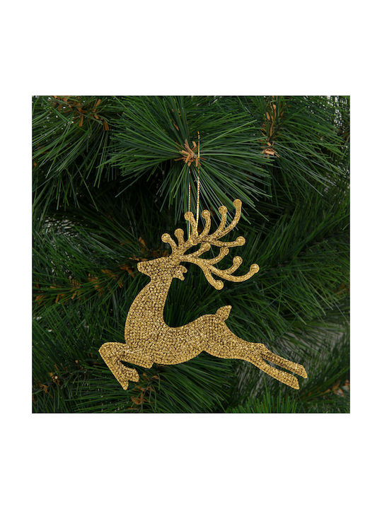 Christmas Tree Decoration Glitter Reindeer 12 Cm Red Gold Silver 4 Pieces Pack
