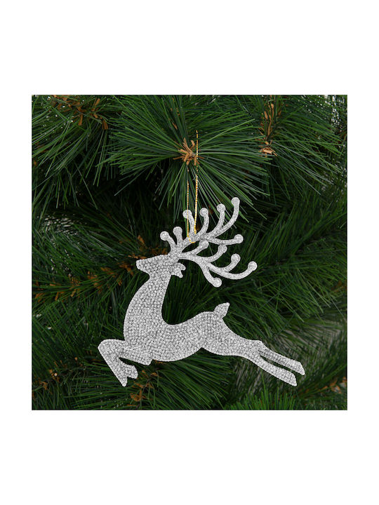 Christmas Tree Decoration Glitter Reindeer 12 Cm Red Gold Silver 4 Pieces Pack