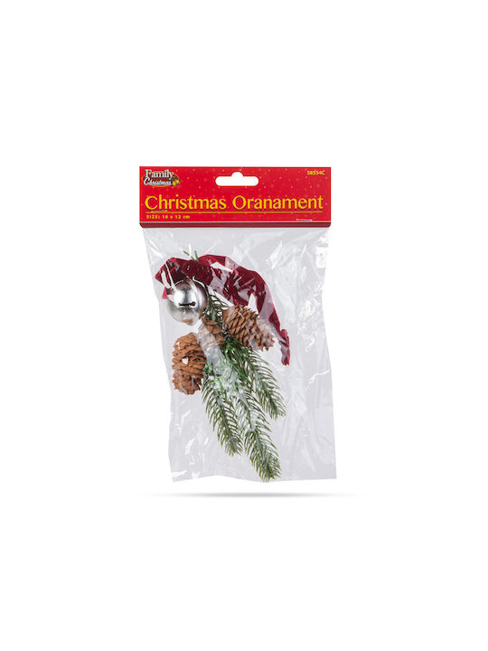 Decorațiune De Ușă De Crăciun Con Artificial De Pin Clopoțel Argintiu 16 X 15 Cm