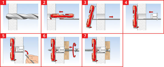 fischer Kit Βιδωτού Γάντζου + Επιτοίχιου Βύσματος 5cm Oops Plastic 10x50mm