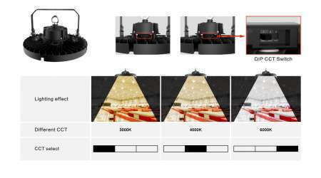 Atman Commercial Bell Light 150W Cool White 22500lm with Built-in LED Black Ø29xH17cm