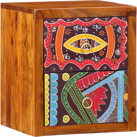 Κομοδίνα από Μασίφ Ξύλο Πολύχρωμα 2τμχ 35x30x40cm