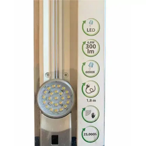 LED Под Лампа За Гардероб Hi-lite Monza 3664496-b7083 Сензорен Превключвател 90см 300лм 6.8w 230v 25000ч Енергия A+ 6000k Ден Светлина Сребрист