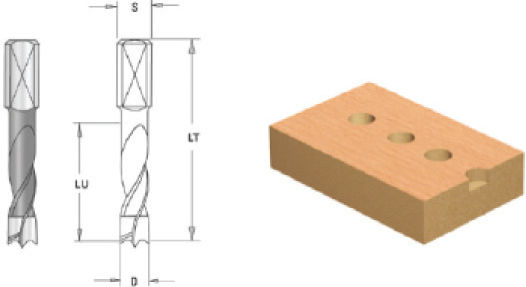 Burghiu Cms Pentru Găuri Orbi Spirală Cilindrică Tijă Aplatizată D 10x30x57.5 Z2+2 Dr