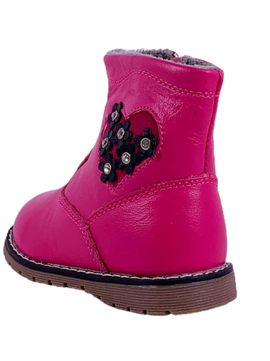 Lederne Kinderstiefel mit Reißverschluss Flieder