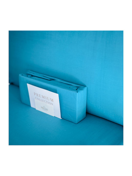 My Home Luxury Sheet Set with 2 Pillowcases Super-Double with Elastic 160x200cm. Turquoise 3pcs