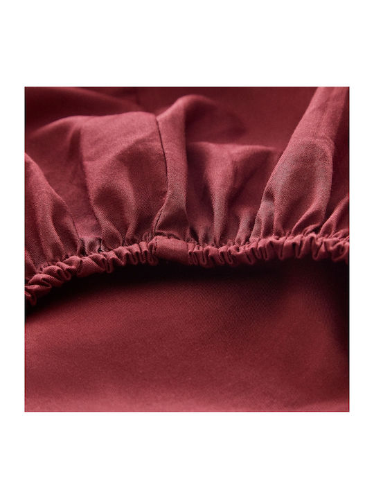My Home Luxury Cearșaf Semi Dublu cu Elastic 120x200+30cm. Bordeaux
