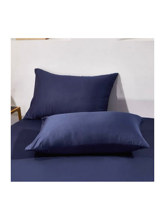 My Home Luxury Sheet Super-Double with Elastic 160x200+30cm. Navy Navy Blue