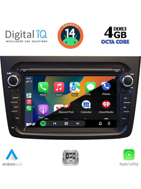 Digital IQ Car Audio System for Alfa Romeo Mito 2008-2018 (Bluetooth/USB/WiFi/GPS/Apple-Carplay/Android-Auto) with Touch Screen 7"