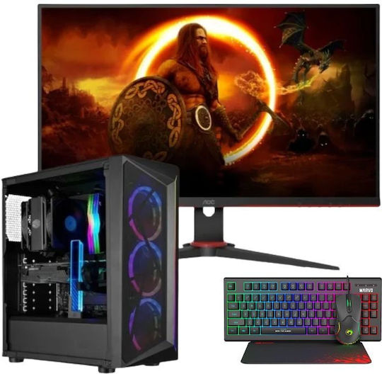 Vengeance Guardian-X6 Cooler Master Edition Gaming Desktop PC (Ryzen 5-5500/16GB DDR4/512GB SSD/Radeon RX 7600/No OS) και Οθόνη AOC 27" 27G2SAE