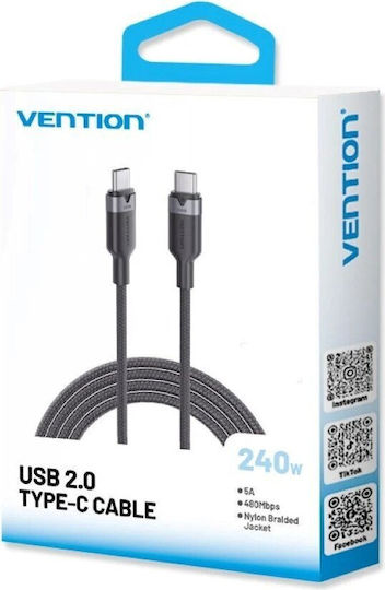 Vention USB 2.0 Cable USB-C male - USB-C 240W PD Μαύρο 2m TRIBH