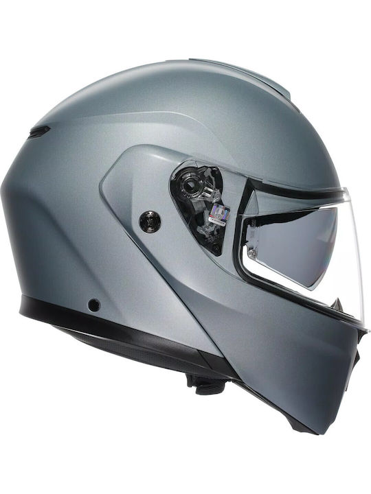 AGV Streetmodular Mat Silver Κράνος Μηχανής Full Face ECE 22.06 1690gr με Pinlock και Sunvisor