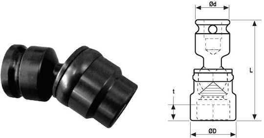 1/2'' 6-point Short Version Articulated Impact Socket Wrench Head 19