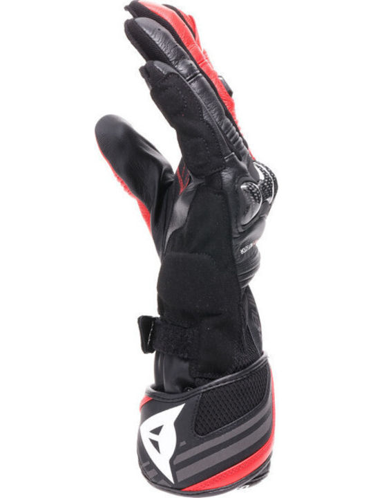 Dainese Reacto Carbon Long Καλοκαιρινά Ανδρικά Γάντια Μηχανής Δερμάτινα Black / Red-Lava