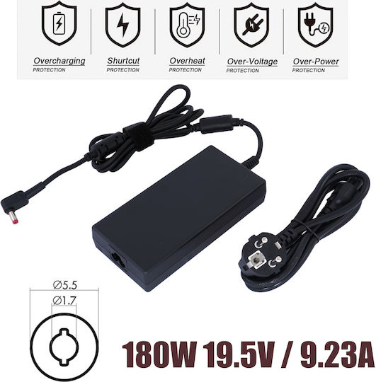 Laptop Charger 180W 19.5V 9.23A for Acer with Detachable Power Cable Bulk