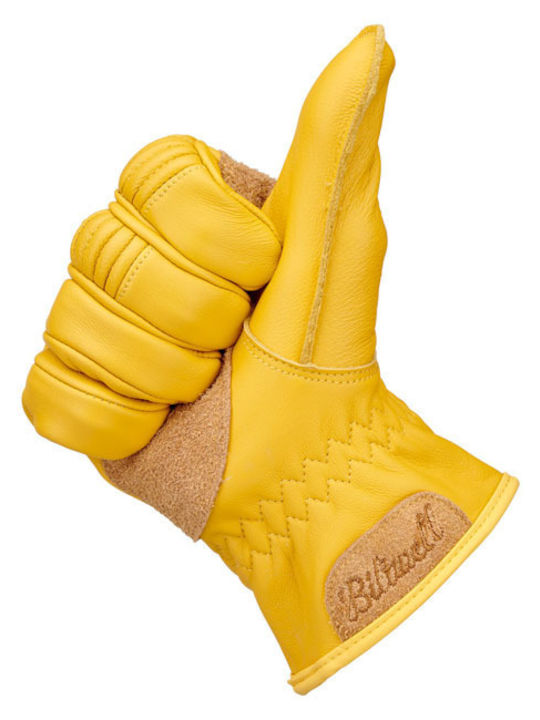 Biltwell Work 2.0 Herren Motorradhandschuhe Leder Gold