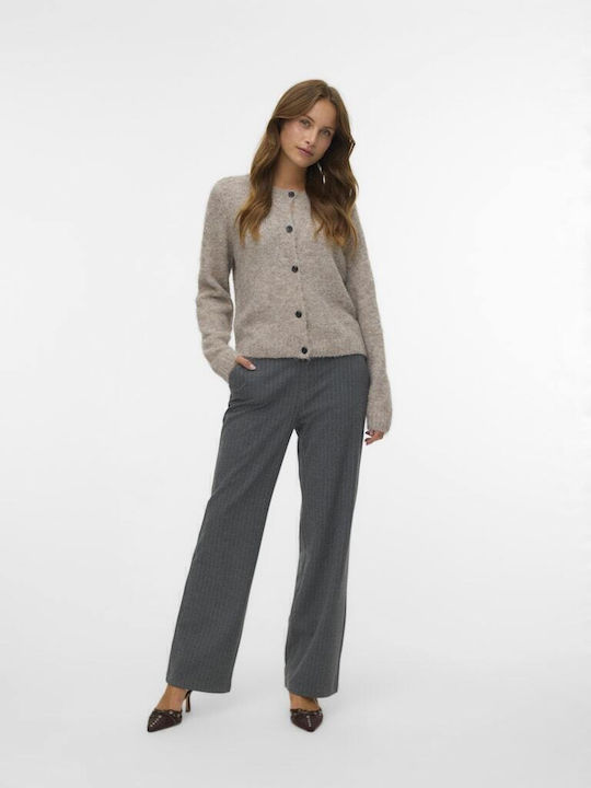 Maya Damen Hoch tailliert Stoff Hose in Geradem Schnitt Medium Grey Melange