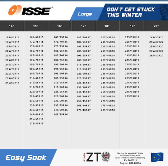 Isse Easy Sock Anti-slip Snow Socks Large Passenger Car 2pcs